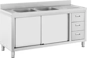 Meble gastronomiczne - Royal Catering Szafka ze zlewem 2 komory stal nierdzewna 400 x 400 x 300 mm RC-IKS04 - miniaturka - grafika 1