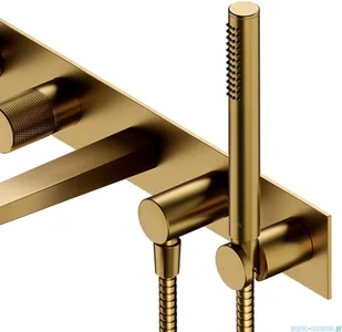 Omnires Contour bateria wannowa 5-otworowa podtynkowa złoto szczotkowane CT8037/1GLB | - Baterie podtynkowe - miniaturka - grafika 4