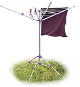 Suszarki na ubrania - Relaxdays Suszarka rotacyjna 19 m wys. x szer. x gł.: ok. 158 x 167 x 167 cm. Ruchomy regał na pranie z podpórką i 4 aluminiowymi bokami do składania i przenoszenia na ogród, balkon i camping, kolor s 10018371 - miniaturka - grafika 1