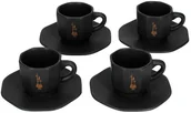 Filiżanki - Bialetti Zestaw 4 filiżanek z podstawką Czarny z miedzianym logo RTATZ403 - miniaturka - grafika 1