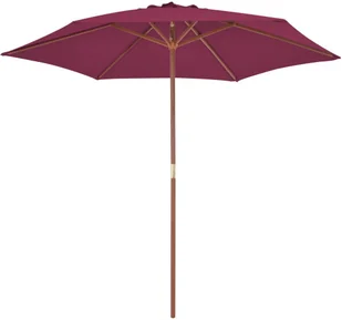 vidaXL Parasol ogrodowy na drewnianym słupku, 270 cm, bordowy - Parasole ogrodowe - miniaturka - grafika 4
