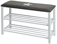 Ławki ogrodowe - STORE.IT Store, IT 670209 szafka na buty z poduszka siedziska  Vintage Print, metalowa/ze sztucznej skóry, szary, 78 x 48 x 30 cm 670209 - miniaturka - grafika 1