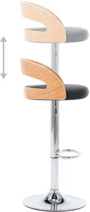 vidaXL Stołki barowe, 2 szt., czarne, sztuczna skóra i gięte drewno - Taborety i hokery - miniaturka - grafika 6