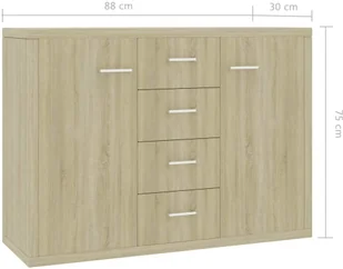vidaXL Szafka, kolor dąb sonoma, 88 x 30 x 75 cm, płyta wiórowa vidaXL - Szafki do salonu - miniaturka - grafika 6