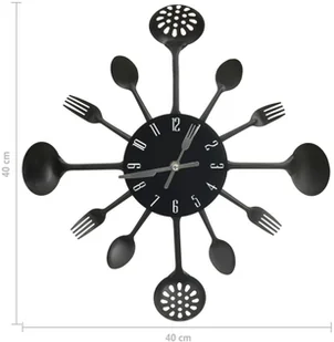 VidaXL Lumarko Zegar ścienny z łyżek i widelców, czarny, 40 cm, aluminium 325163 VidaXL - Zegary - miniaturka - grafika 5