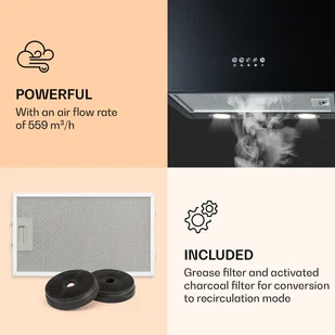 Klarstein Monumenta 40 Czarny CGCH3-Monumenta-SS - Okapy kuchenne - miniaturka - grafika 3