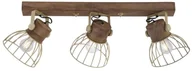 Lampy sufitowe - Paul Neuhaus Industrialny sufitowy spot mosiężny z drewnianymi 3 punktami świetlnymi - Shanti - miniaturka - grafika 1