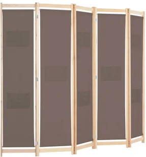 vidaXL Parawan 5-panelowy, brązowy, 200 x 170 x 4 cm, tkanina vidaXL - Parawany - miniaturka - grafika 3