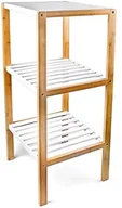 Półki łazienkowe - Relaxdays regał bambusowy z 3 półkami, wys. x szer. x gł.: 80 x 33 x 34 cm, naturalne drewno, idealny do kuchni i łazienki, kolor: naturalny i biały 10017162 - miniaturka - grafika 1