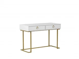 Beliani Biurko / Konsola 2 szuflady biało-złota WESTPORT - Konsole i sekretarzyki - miniaturka - grafika 2