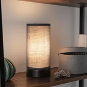 Lampy stojące - Paulmann Pia lampa stołowa z tkaniny, czarna/szara - miniaturka - grafika 1