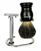 Zestawy kosmetyków męskich - Zestaw Do Golenia Pędzel Z Borsuka Maszynka Tygiel - miniaturka - grafika 1