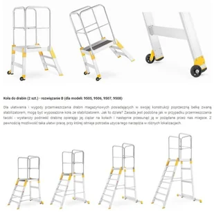 ALOSS 996 99674602 Drabina magazynowa mostek jednostronny wysokość robocza 3,08m) 74602-uniw - Drabiny - miniaturka - grafika 12