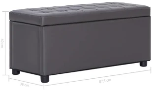 vidaXL Puf z pojemnikiem, 87,5 cm, szary, sztuczna skóra vidaXL - Pufy i podnóżki - miniaturka - grafika 7