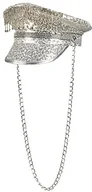 Czapki damskie - Boland Boland 33022 - czapka Dusty Delight, srebrna, z cekinami i łańcuszkiem ogniw, gwiazda rocka, punk-lady, kapelusz, kostium, karnawał, impreza tematyczna 33022 - miniaturka - grafika 1
