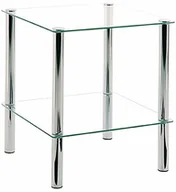 Ławy i stoliki kawowe - HAKU ENJOY YOUR HOME APPRECIEZ VOTRE INTERIEUR Haku meble stolik pomocniczy prostokątny - chromowana rura stalowa 2 półki szkło hartowane wys. 47 cm - miniaturka - grafika 1