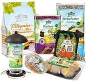 Karma dla ptaków - Dehner Natura 7-częściowy zestaw startowy do karmy dla dzikiego ptactwa, kolumna na pokarm i Futtermix - miniaturka - grafika 1