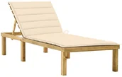 Leżaki ogrodowe - vidaXL Leżak z kremową poduszką, impregnowane drewno sosnowe! 3065851 - miniaturka - grafika 1