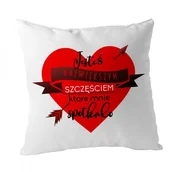 Gadżety dla niej i dla niego - - Koszulkowy Jesteś największym szczęściem poduszka z nadrukiem - miniaturka - grafika 1