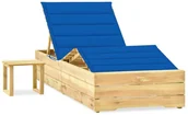 Leżaki ogrodowe - vidaXL Leżak ogrodowy ze stolikiem i poduszką, impregnowana sosna! 3065964 - miniaturka - grafika 1