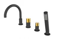 Baterie wannowe i prysznicowe - Metal-Hurt Bateria OVE BLACK+GOLD wannowa 4-otworowa czarny mat/złoty BJV303/1B-R25 - miniaturka - grafika 1