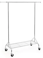 Wieszaki i stojaki - SONGMICS Songmics HSR02S stojak na garderobę na kółkach z półką na buty, metalowy, duży udźwig: do 50 kg, długość: 110,5-150,5 cm, chromowany HSR02S - miniaturka - grafika 1