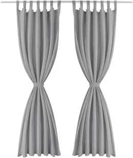 vidaXL Zasłony z mikrosatyny, pętelkami, 2 szt., 140x175 cm, szare - Zasłony - miniaturka - grafika 2