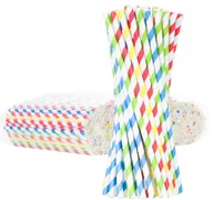 Słomki do napojów - GSG24 Słomki papierowe BIO ekologiczne PAPER STRAWS 6/205mm - mix 500szt. - miniaturka - grafika 1