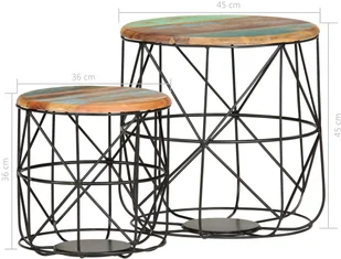 vidaXL Stoliki kawowe, 2 szt., lite drewno z odzysku Stoliki kawowe, 2 szt., lite drewno z odzysku - Stoły - miniaturka - grafika 6