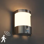 Lampy ogrodowe - QAZQA Nowoczesny kinkiet zewnętrzny stal czujnik ruchu/zmierzchu IP44 - Mira - miniaturka - grafika 1