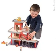 Tory, garaże, parkingi - janod Remiza garaż drewniany z 10 akcesoriami - REMIZA GARAŻ - miniaturka - grafika 1