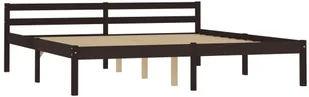 vidaXL Rama łóżka, ciemnobrązowa, lite drewno sosnowe, 160 x 200 cm - Łóżka - miniaturka - grafika 9