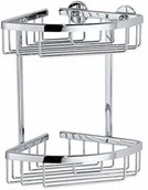 Półki łazienkowe - FENIKS prysznicowa tesa ALUXX do narożnika, dwupoziomowa, aluminiowa, chromowana, nierdzewna, wraz z roztworem kleju, 260 mm x 163 mm x 170 mm - miniaturka - grafika 1