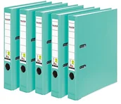 Teczki i skoroszyty - FALKEN 5x Falken PP-Color segregator dźwigniowy A4 wąski 5 cm pastelowy turkus. Wyprodukowano w Niemczech. Teczka wegańska Segregator Wegański Vegan Segregator szczelinowy Segregator z mechanizmem 15003220 - miniaturka - grafika 1