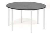 Meble do szkół i przedszkoli - AJ Produkty Stół SONITUS, okrągły, 1200x720 mm, linoleum ciemnoszary, biały - miniaturka - grafika 1