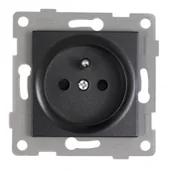 Gniazdka elektryczne - LUMENIX Gniazdko elektryczne do ramki Bianka 230V 16A pojedyncze z uziemieniem  Czarne GN-BIANKA-60 - miniaturka - grafika 1