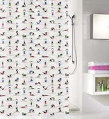 Zasłony prysznicowe - Kleine Wolke Mała chmura Yogi zasłona prysznicowa, 100% poliester, wielokolorowa, 180 x 200 cm - miniaturka - grafika 1