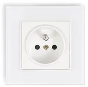 Gniazdka elektryczne - LEDart LUMENIX ELEKTRYCZNE SZKLANE BIANKA 230V 16A POJEDYNCZE Z UZIEMIENIEM BIAŁY GN-BIANKA-22 - miniaturka - grafika 1