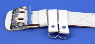 WIREX (PL) Wojskowy Pas Męski Skórzany OFICER RUBIN (PL) Skóra Licowa BIAŁY Super Wytrzymały Z Płytką I Przeszyciami P140 XXL - Paski - miniaturka - grafika 5