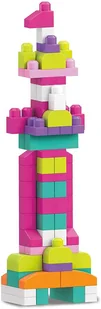 Fisher Price Mega Bloks Klocki 80 Elementów Torba Różowa Klocki Dla Małych Dzieci DCH62 DCH62 - Klocki - miniaturka - grafika 3