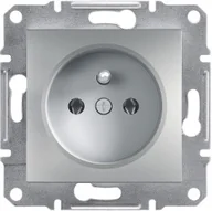 Gniazdka elektryczne - Schneider Asfora gniazdo podtynkowe pojedyncze z uziemieniem z przesłonami aluminium EPH2800161 - miniaturka - grafika 1