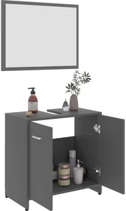 vidaXL vidaXL 3-częściowy zestaw mebli łazienkowych, szary, płyta wiórowa 8720286166192 - Meble łazienkowe - miniaturka - grafika 3