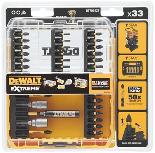 DeWALT zestaw 33 szt. końcówek udarowych 1/4" IMPACT TORSION EXTREME, SMALL TOUGH CASE+, DeWALT [DT70742T] DT70742T-QZ - Nasadki do elektronarzędzi - miniaturka - grafika 3