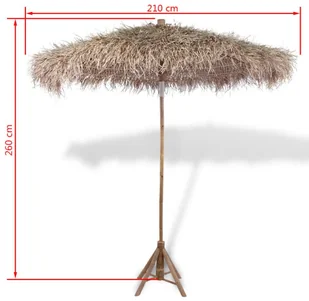 vidaXL Parasol bambusowy z pokryciem z liści bananowca, 210 cm vidaXL - Parasole ogrodowe - miniaturka - grafika 4