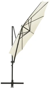 vidaXL Wiszący parasol z lampkami LED i słupkiem, piaskowy, 300 cm 312336 - Parasole ogrodowe - miniaturka - grafika 3