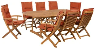 Beliani Zestaw ogrodowy drewniany 8-osobowy poduchy ceglaste MAUI - Meble ogrodowe - miniaturka - grafika 2