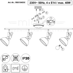 Trio Plafon LAMPA sufitowa GINA R80154001 industrialna OPRAWA metalowa listwa reflektorki loft białe - Lampy sufitowe - miniaturka - grafika 4