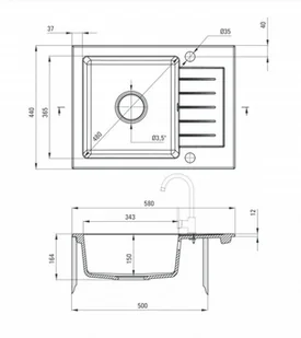 Deante Zorba 1-komorowy z krótkim ociekaczem - nero ZQZ_T11A ZQZ T11A [14929785] - Zlewozmywaki - miniaturka - grafika 8