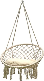 SASKA GARDEN Hamak ażurowy fotel wiszący 80x60cm z poduszką ecru - Fotele ogrodowe wiszące - miniaturka - grafika 8