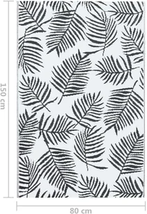 vidaXL Dywan na zewnątrz, biało-czarny, 80x150 cm, PP 310424 - Dywany zewnętrzne - miniaturka - grafika 7